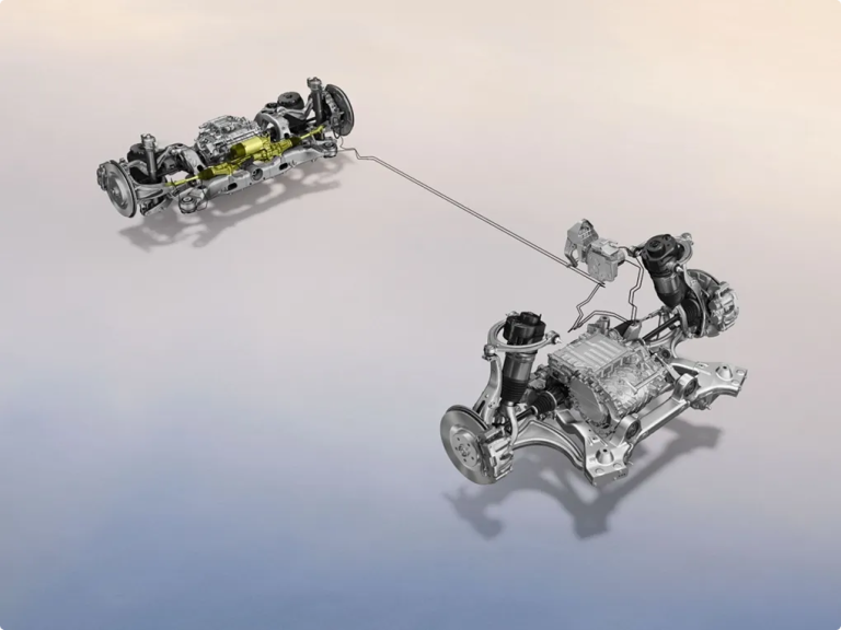 Front Double-wishbone + Rear H-arm Multi-link + All-aluminum Chassis